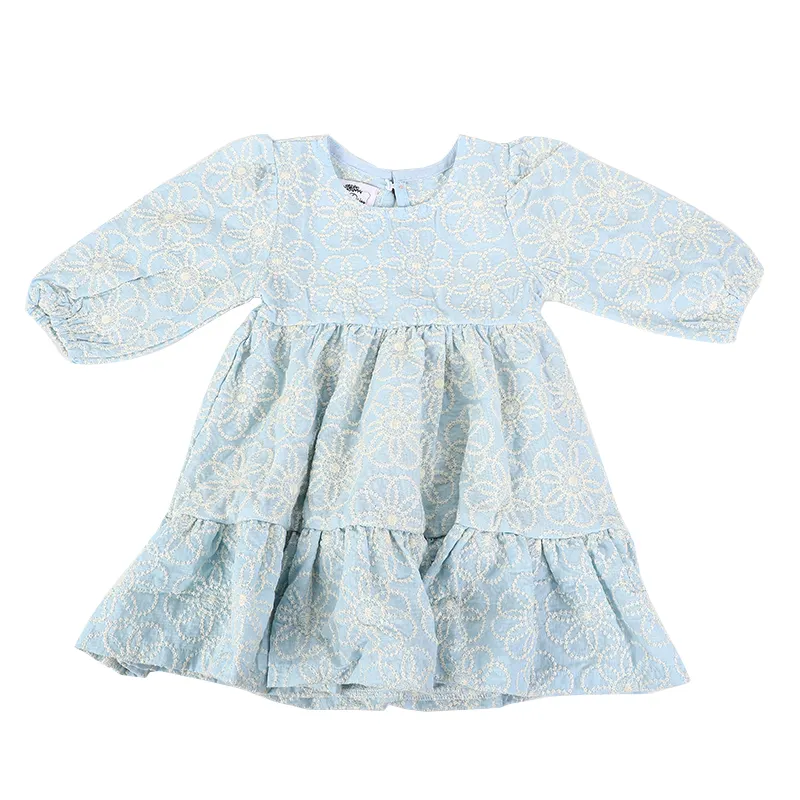 baby Girls' cotton long-sleeved embroidered dress parent child matching clothes