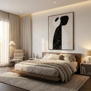 Pintura Abstracta en Blanco y Negro sobre Lienzo Texturizado, Obra de Arte Grande, Decoración de Pared Extra Grande para Sala de Estar, Dormitorio, Hotel - Product Image 6