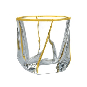 N29 Vente en gros gobelet en verre à whisky de luxe gobelet en verre peint à la ligne dorée torsadée gobelet en verre - Product Image 4
