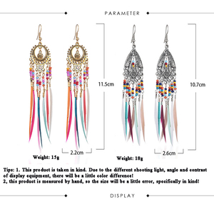 2024 Bohemian dân tộc màu vàng chuỗi tua dangle Bông tai dài lông tiệc cưới hợp thời trang hoàn hảo hợp kim cô dâu Quà Tặng - Product Image 4