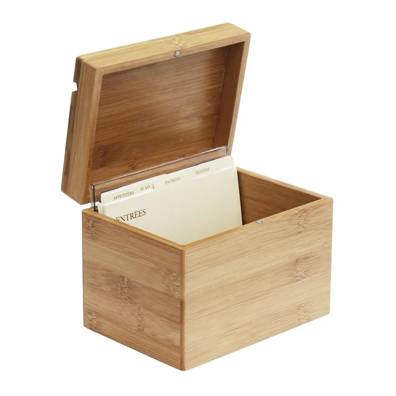 Caixas de bambu sem acabamento para embalagem de presente, caixa de receita de madeira