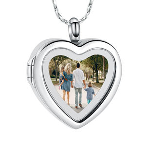 Jijd1023 cornice per foto a forma di cuore in acciaio inossidabile gioielli per cremazione animale umano cenere ciondolo ricordo - Product Image 2