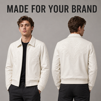 Blouson Bomber en Cuir Blanc Personnalisé avec Motif 3D en Relief pour Hommes, Logo Personnalisé, Marque Privée, Streetwear de Luxe, Fabricant OEM