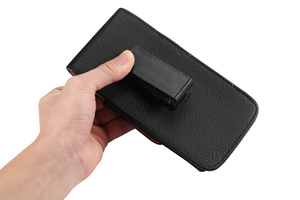 Étui de luxe pour <span class=keywords><strong>iPhone</strong></span> en cuir avec clip/boucle de ceinture, pochette haut de gamme avec porte-carte d'identité intégré - Product Image 3