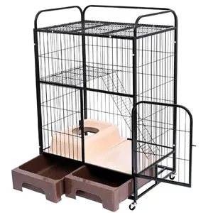 Kandang Anjing Logam Multi-Ukuran Grosir dengan Roda, Kandang Anjing Mewah Bertingkat Dua Model Kotak untuk Dalam Ruangan - Product Image 1