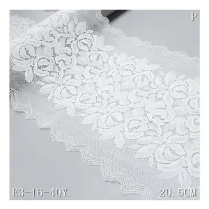 Garniture en dentelle élastique blanche 10x20CM, 8 pouces de large, Style français, tissu en dentelle extensible pour femmes, décoration de robe, vente en gros