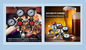 Regulador de cerveza de barril de CO2 de doble calibre Regulador de presión de doble etapa Regulador de kegerator de cerveza de tanque de CO2 con válvula de alivio Be - Product Image 6