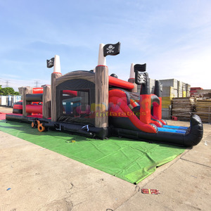 Circuito de obstáculos inflable de grado comercial, gran tamaño, con diseño de barco pirata y combo de castillo inflable. - Product Image 3