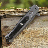 Couteau de poche pliable automatique, manche en fibre de carbone, lame en forme d'épée, EDC, camping en plein air