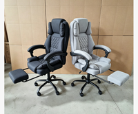 Chaise de bureau confortable à dossier haut en tissu, pivotante et rembourrée, avec repose-pieds