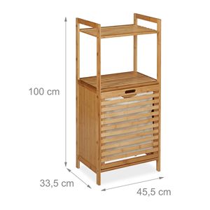 Cesto Portabiancheria in Bambù con Scaffale a 2 Livelli e Cesto Portabiancheria Staccabile per <span class=keywords><strong>Bagno</strong></span> - Product Image 6
