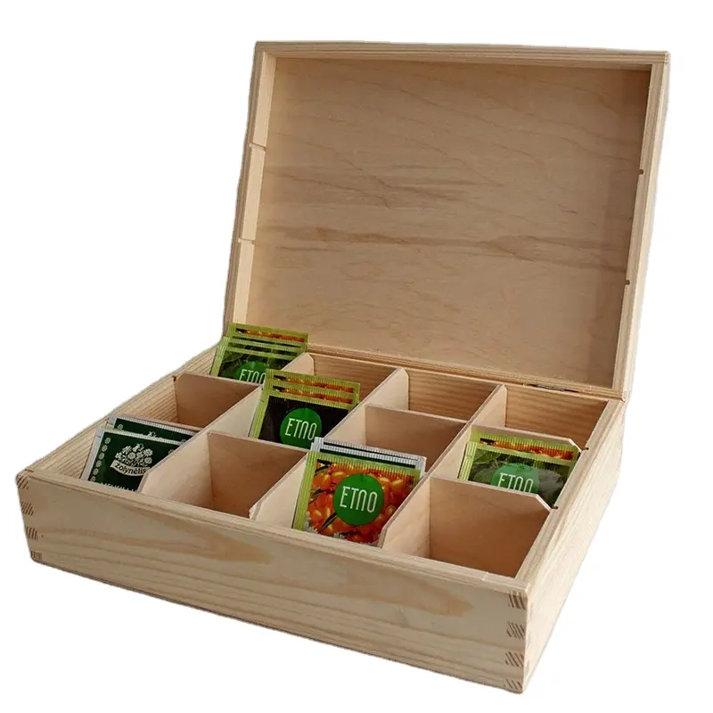 Home Office Gift Premium Wood Coffee Tea Storage Box Organizer Eco-Friendly Multi-Functional Decorative Box Bamboo Tea Box
