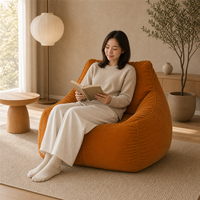 Fauteuil pouf en mousse compressée sous vide, moderne, à dossier haut, relaxant, orange, pour petit appartement