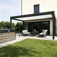 Pergola motorisée en aluminium résistante aux intempéries avec toit à lames rétractables pour terrasse extérieure