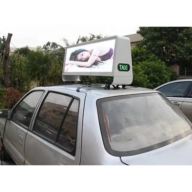 Telhado de carro propaganda superior ao ar livre tela led p5 led painel táxi telhado sinalização