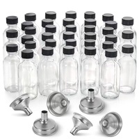 Lot de 12 bouteilles en verre Boston transparentes de 2 oz – Bouteilles portables pour boissons, jus, lait, thé, yaourt