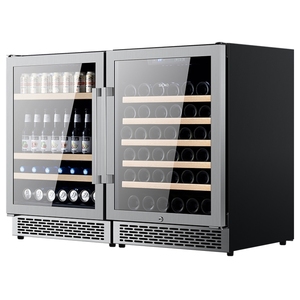 SICAO Stainless Steel Vintage Drink <b>Mini</b> Bar Dual Zone Wine Beverage <b>Refrigerator</b> Under Counter Wine Cooler Wine Cooler - Product Image 1