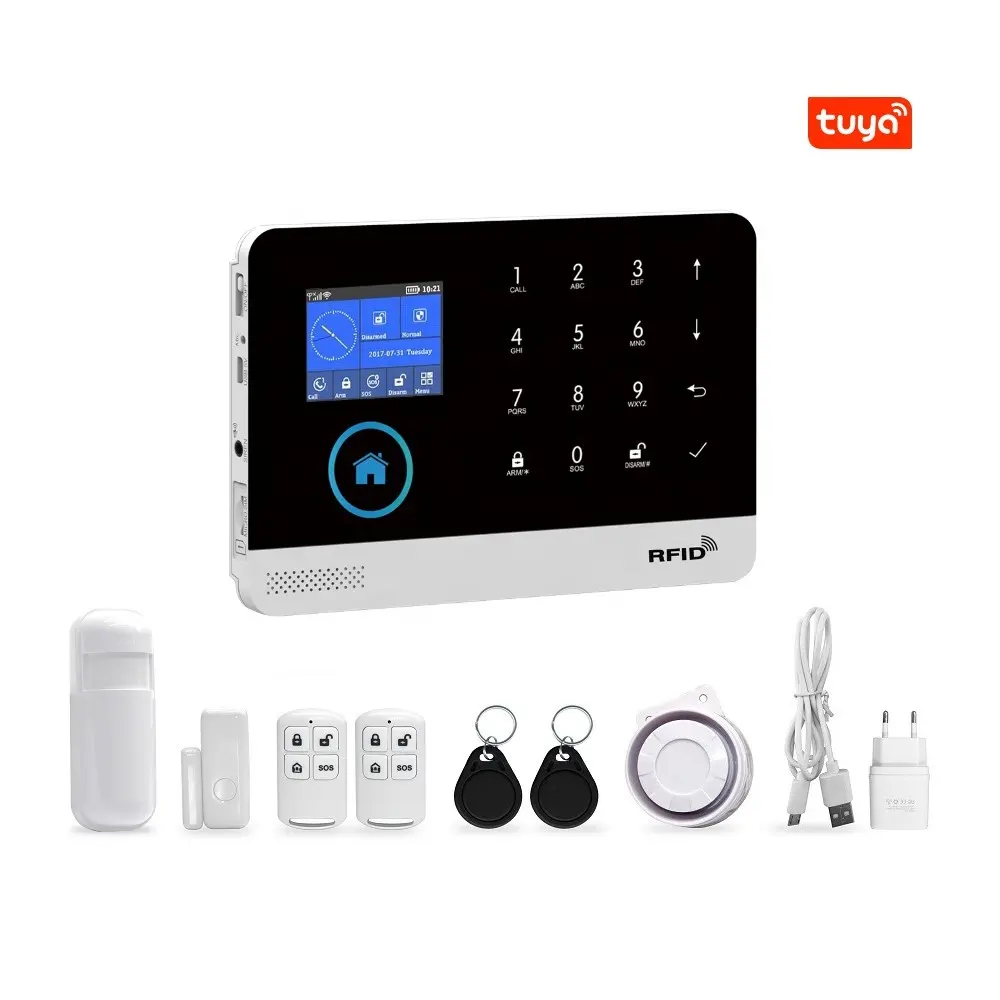 Wireless Alarm Tuya Smart Life App Control GSM Wireless Connection Alarm Kit WiFi Alarm System RFID GPRS Alarm System 2021