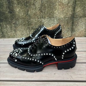 2026 Men Black Punk Studded Rhinestone <b>Platform</b> Derby Shoes Designer Inspired Red Bottom Lace-Up Formal Dress Footwear - Product Image 1
