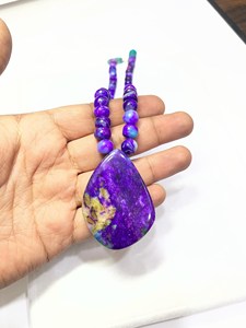 Collier de perles en Sugilite et Turquoise d'Arizona, pierres précieuses rares de la mine Wessels (356 ct), prix de gros pour la fabrication de bijoux - Product Image 6