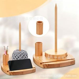 Support rotatif en bois pour bobines de fil avec support de téléphone, base pour fil à tricoter, outils d'artisanat, rangement de bureau - Product Image 4