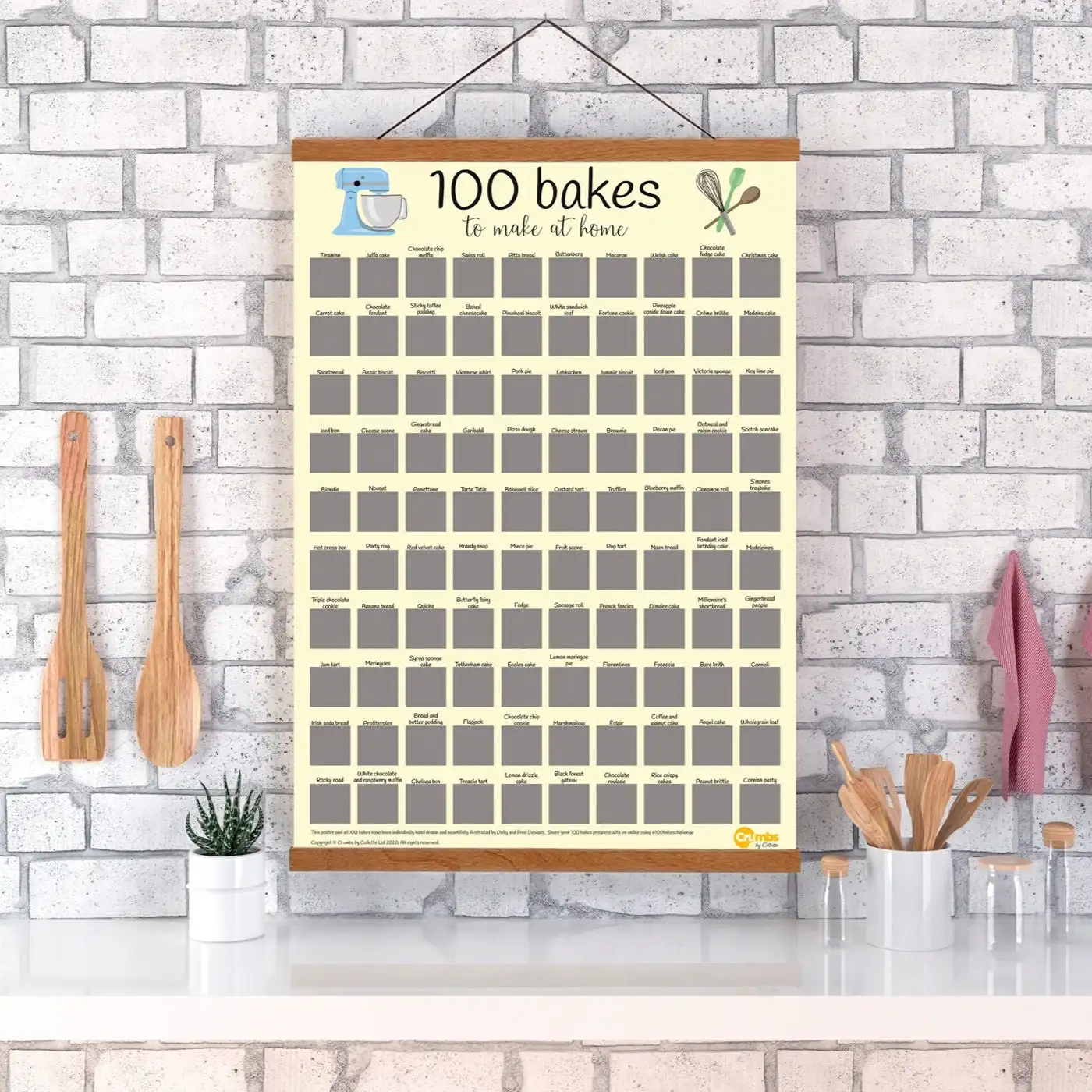 Impresión personalizada 100 Baker Bucket List para desafiarse a sí mismo y explorar nuevas habilidades Scratch Off Poster