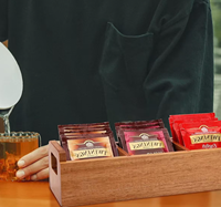 Boîte de rangement en bois pour sachets de thé, organiseur de sachets de café et de thé pour le bureau, support de rangement en bois, boîte de rangement en bois