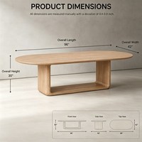 Ensemble de table à manger ovale vintage rustique américain, base en bois massif, chaises rembourrées, meubles de salle à manger