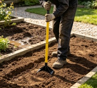 Compacteur manuel robuste en acier 8x8 po avec manche de 48 po pour le nivellement du sol, du gravier, du sable et de l'asphalte, et la nivellement des surfaces de pavage