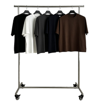 T-shirt en coton/élasthanne épais 240 g/m², coupe oversize, uni, tricoté, haute qualité, impression logo, pour homme