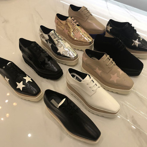 Chaussures compensées à plateforme fine pour femme, bout carré, design surélevé, tige en microfibre, semelle extérieure en caoutchouc, couleur unie, directement de l'usine - Product Image 4