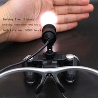 2.5X 3.5X Dental Headlights Magnifying Wearable Glasses Loupes With 5W LED Spotlight Headlight