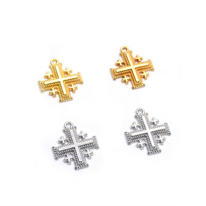 Colgante Cruz de Jerusalén, Accesorios de Joyería de Aleación, Color Oro y Plata, Accesorios para Manualidades, 10 Piezas por Paquete - Product Image 1