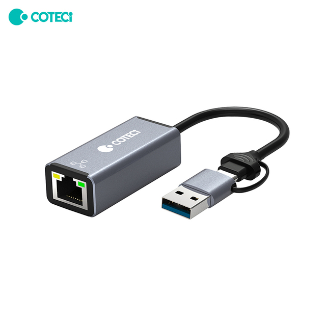 COTECi OTG USB 3.0 Type-C to RJ45 LAN Gigabit Ethernet Adapter Dongle USB Network Converter Adapter for Phone Laptop Tablet