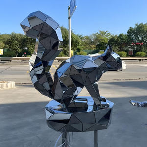 รูปปั้นม้าทำจากสแตนเลสรูปปั้นสัตว์ในสวนทำจากโลหะขัดเงาสูง - Product Image 4