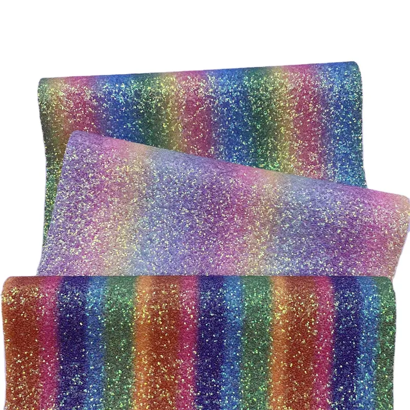 Rainbow Chunky Glitter Fabric Leather For Making Bags Hairbows Product