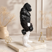 Grande sculpture réaliste en résine de gorille King Kong, haltères, décoration de Noël extérieure pour salle de sport, art de rue, durable, peinte à la main