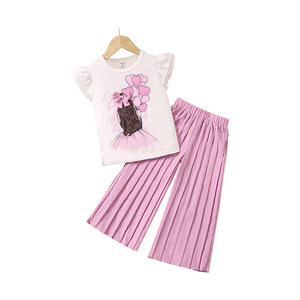 Nuovo Set Estivo Europeo-Americano per Bambine: Top Senza Maniche Bianco con Maniche Volanti in Cotone e Pantaloni alla Moda - Product Image 5