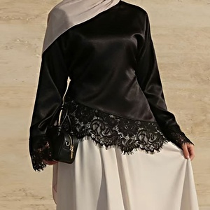 Mode transfrontalière pour femmes européennes et américaines, Nouvelle collection 2026, Élégant, Coupe ajusté<span class=keywords><strong>e</strong></span>, Col uni, Manches longues, Ourlet asymétrique, Dentelle - Product Image 4
