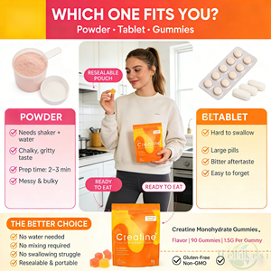 Gomitas <span class=keywords><strong>de</strong></span> Creatina Monohidrato O EM en Oferta para Hombres y Mujeres, para Concentración, Fuerza y Resistencia, Fórmula Anti-Derretimiento - Product Image 3