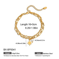 Bracelet empilable en acier inoxydable de style européen avec perles d'eau douce, accessoires de mode dorés