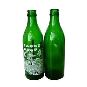 厂家批发优质350毫升饮料深绿色玻璃瓶375毫升绿色啤酒瓶玻璃汽水瓶