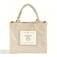 Bolsa de Regalo Personalizada con Nombre, Bolsas de Recuerdo para Boda de Calidad Superior con Bolsillo Transparente, Bolsa de Lona Cuadrada Compacta