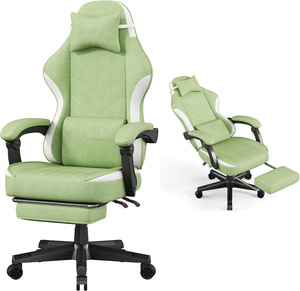 Chaise de jeu pivotante inclinable ergonomique en cuir PU, chaise de jeu de haute qualité, chaise de sport électronique avec repose-pieds - Product Image 1
