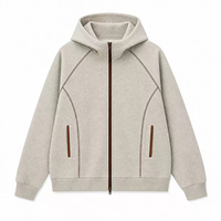 Vente en gros OEM ODM – Blouson à capuche unisexe oversize en polaire avec épaules tombantes, style décontracté, blocs de couleur, coutures sportives, fermeture éclair