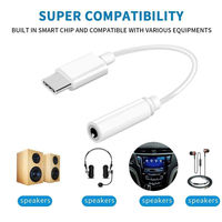 Adaptateur audio USB-C vers 3,5 mm, dongle pour casque de type C, mini portable, matériau TPE pour téléphones mobiles Android DC