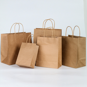 Sac en papier kraft brun biodégradable personnalisé avec poignée et logo imprimé pour l'emballage alimentaire, les cadeaux, le shopping, la lamination et la manipulation - Product Image 6