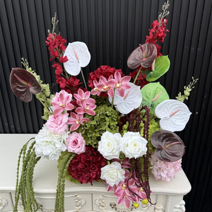 Arreglo <span class=keywords><strong>de</strong></span> Flores Artificiales Estilo Natural para Boda, Color Borgoña, Diseño 2026, Centro <span class=keywords><strong>de</strong></span> <span class=keywords><strong>Mesa</strong></span> con Flores <span class=keywords><strong>de</strong></span> Anturio para Eventos - Product Image 1