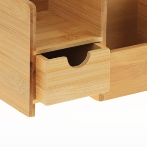 Solid Wood Bamboo Desktop Organizer Rectangle Standing Type Office Storage Box For <b>Study</b> <b>Desk</b> Bedroom Living Room - Product Image 4