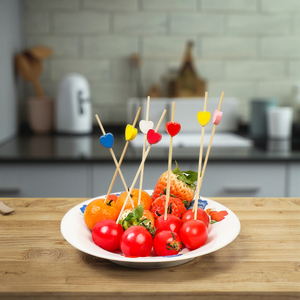 Phong Cách Mới 100pcs thực phẩm Trái Cây ngã ba Picks tre xiên nhà nhập khẩu dùng một lần tre Cocktail Picks - Product Image 6